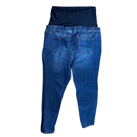 (6 for $25) Time & Tru Over the Belly Skinny Maternity Jeans in Medium Wash -20 - Picture 5 of 8
